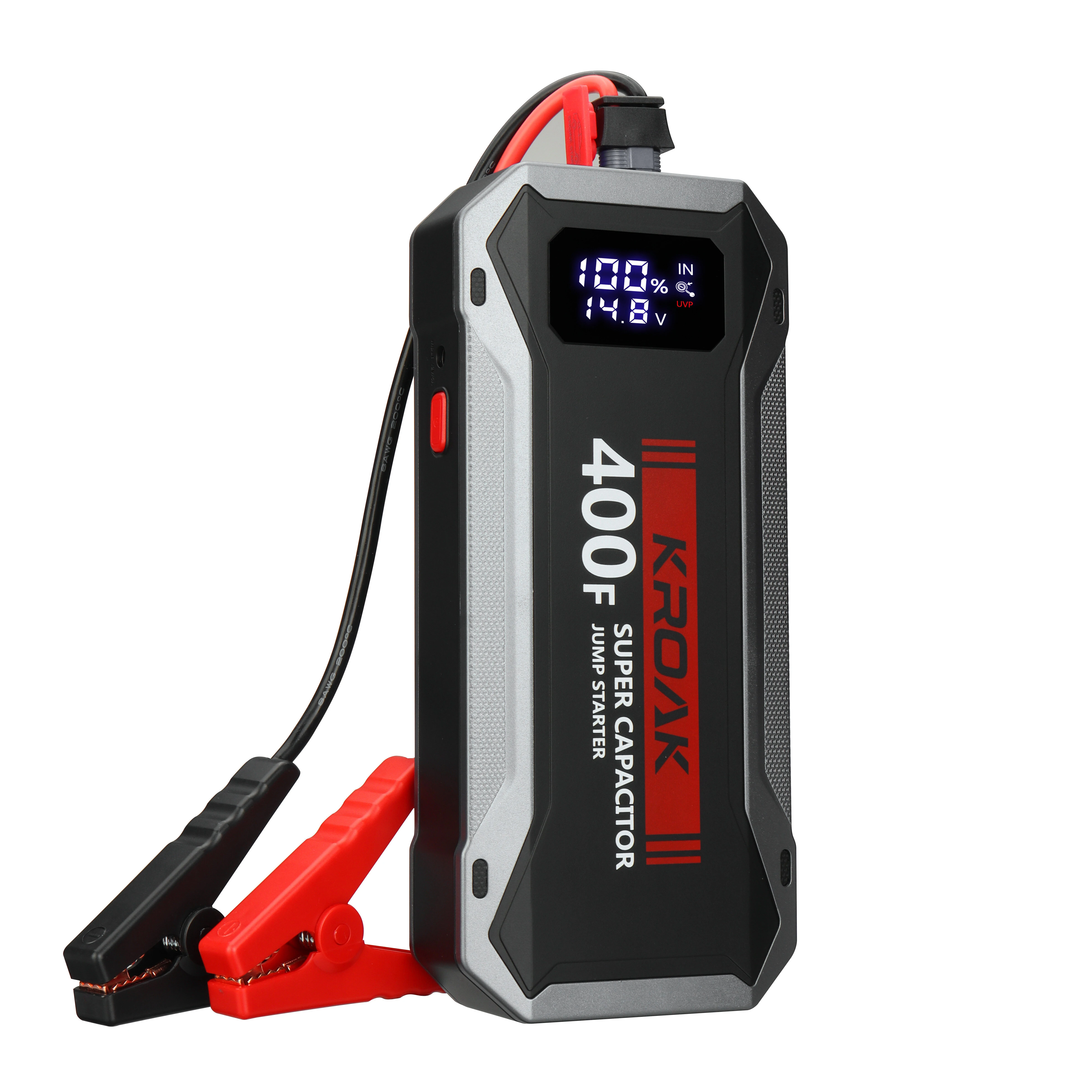 KROAK S300 1200A 400F Super Capacitor Jump Starter 12V Portable Car Jumper Emergency Battery Booster with Carrying Case Force Start Function