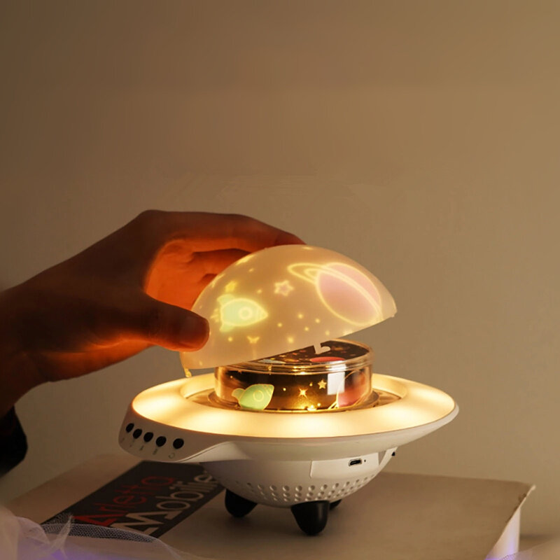 Bakeey UFO Starry Sky Projection Light Flying Saucer bluetooth Speaker Music Player LED Night Light 