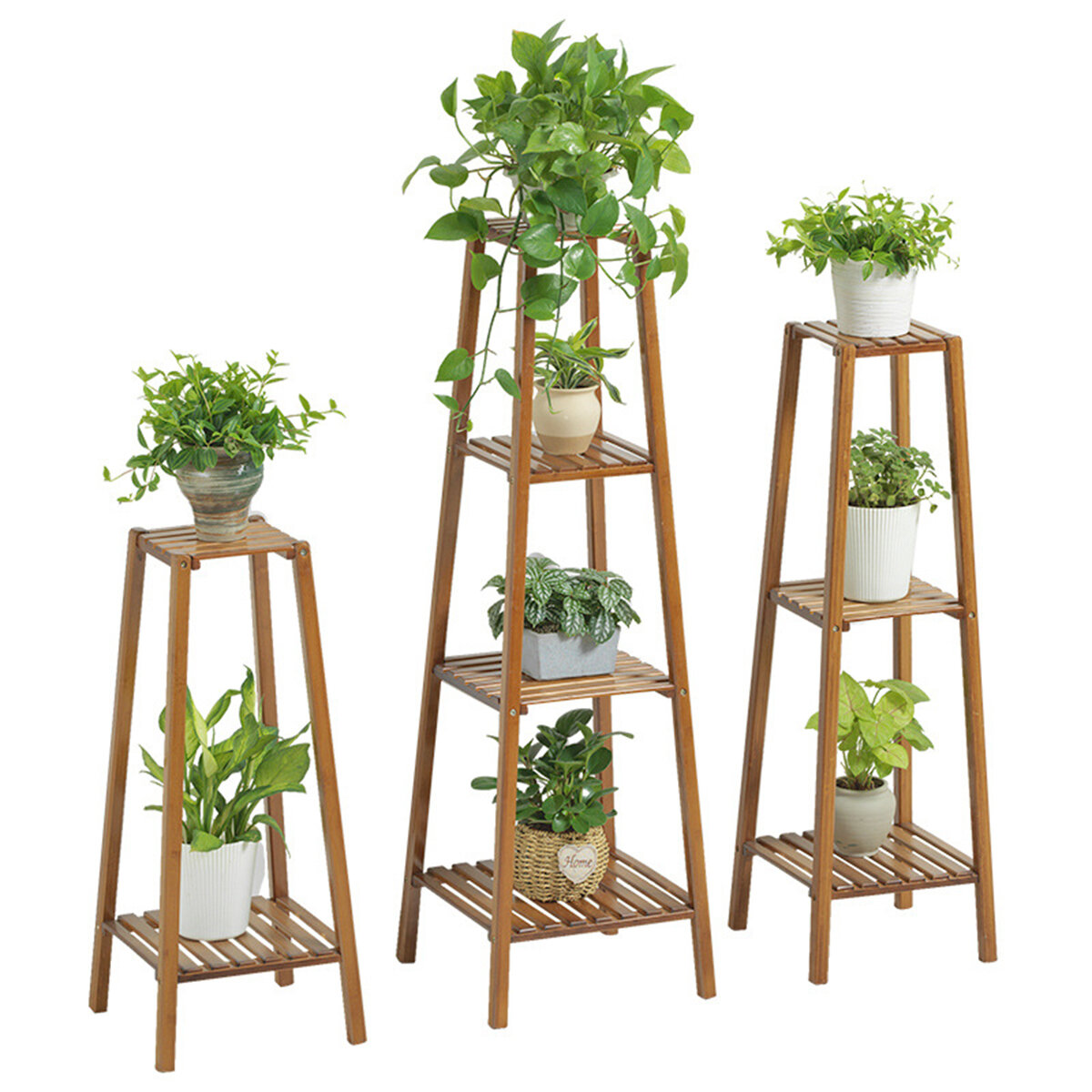 2/3/4 Tier Flower Pot Stand Wooden Indoor Plant Garden Planter Shelf