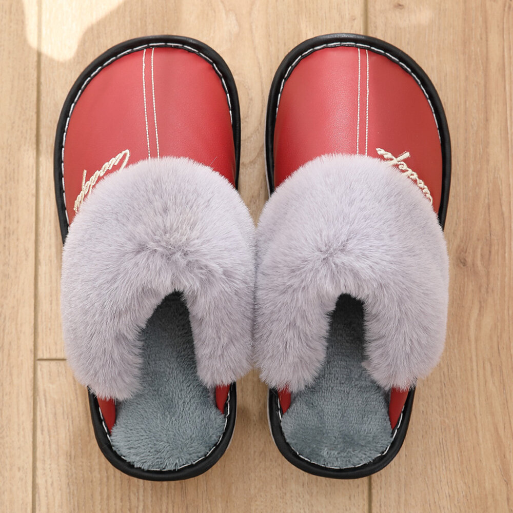 Women Soft Furry Waterproof Slip Resistant Warm Lining Indoor Slippers