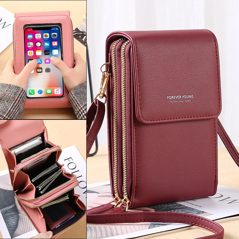 Women 6.5 Inch Touch Screen Bag RFID Clutch Bag Card Bag Large Capacity Multi-Pocket Crossbody Phone