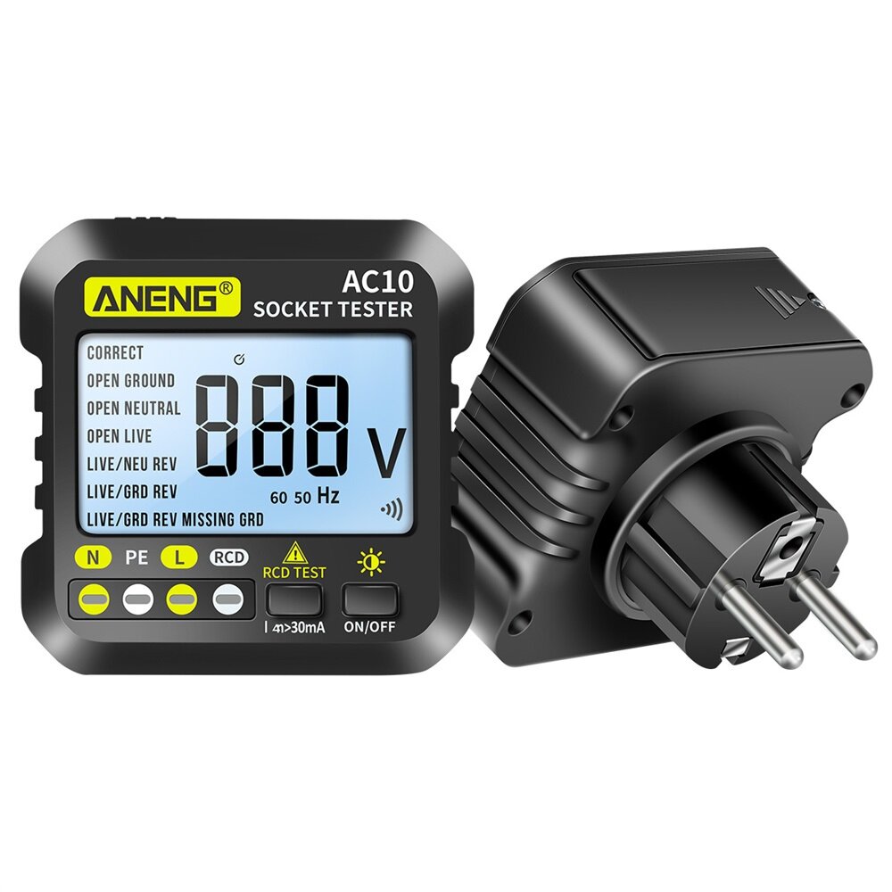 ANENG AC10 Socket Tester Plug Tester Nullijn Plug Polariteit Fase Tester Multimeter Digitale Tester