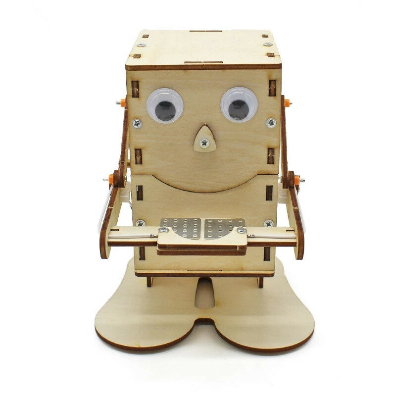 DIY Houten muntenetende robot Speelgoed assembleren Creativiteit Technologie Kleine productie