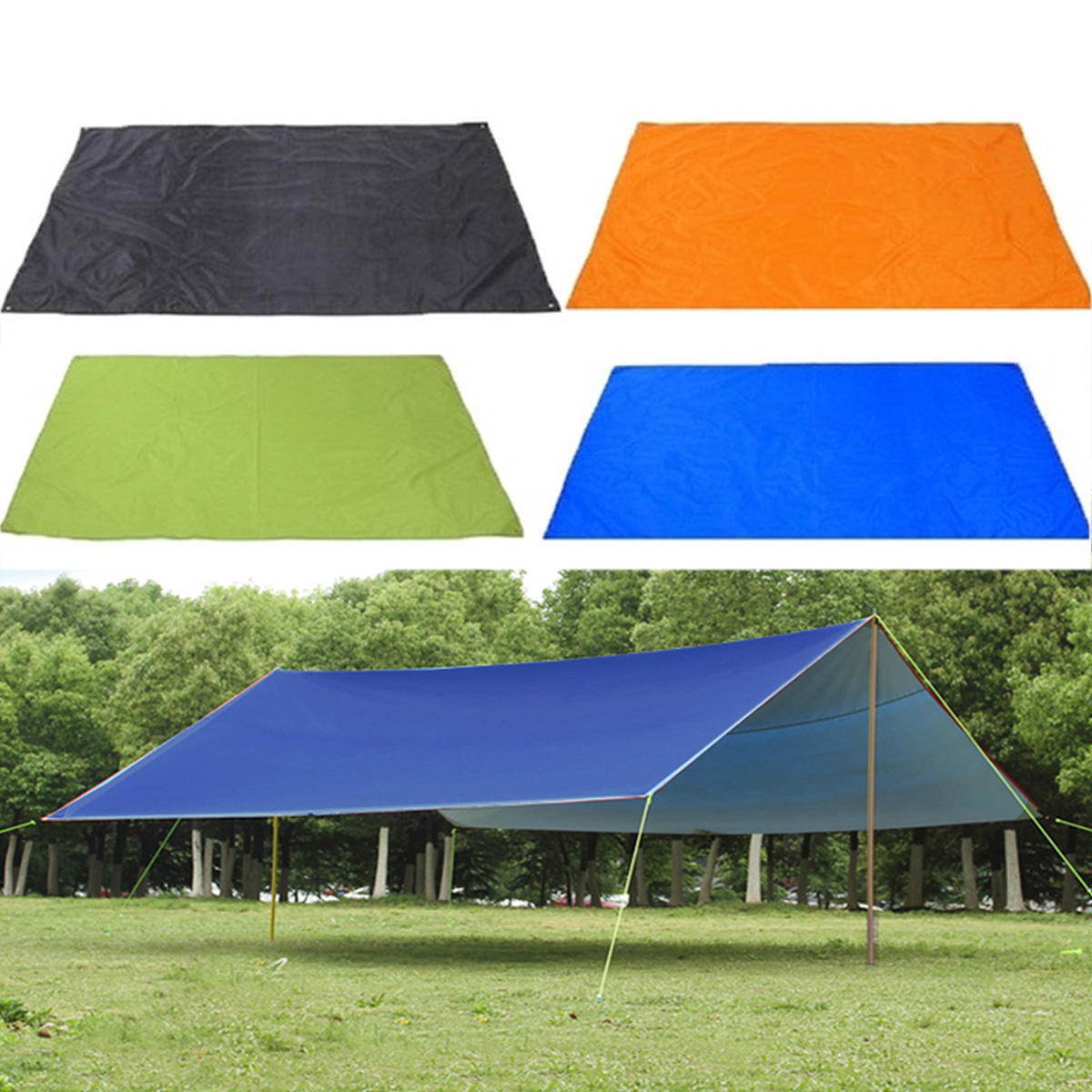 210x150cm Outdoor Camping Tent Tarp Sunshade Rain Shelter Awning Waterproof Picnic Mat