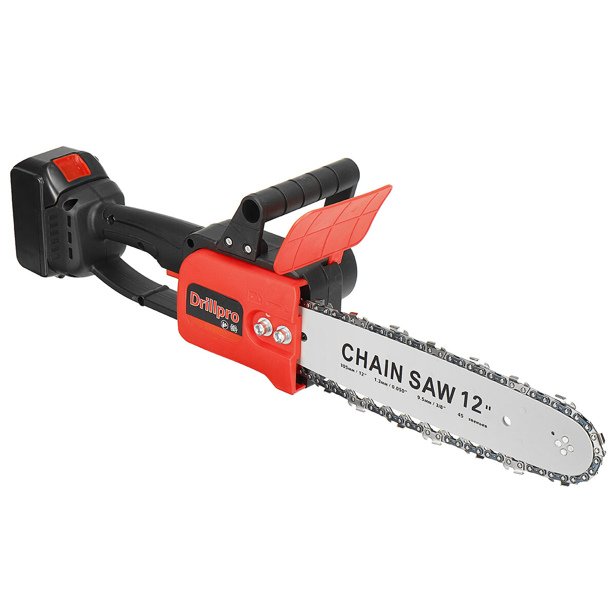 Drillpro 12In 3200W Li-ion Battery Chainsaw Brushless Cordless Rechargable Chain Saws Wood Cutter Wi