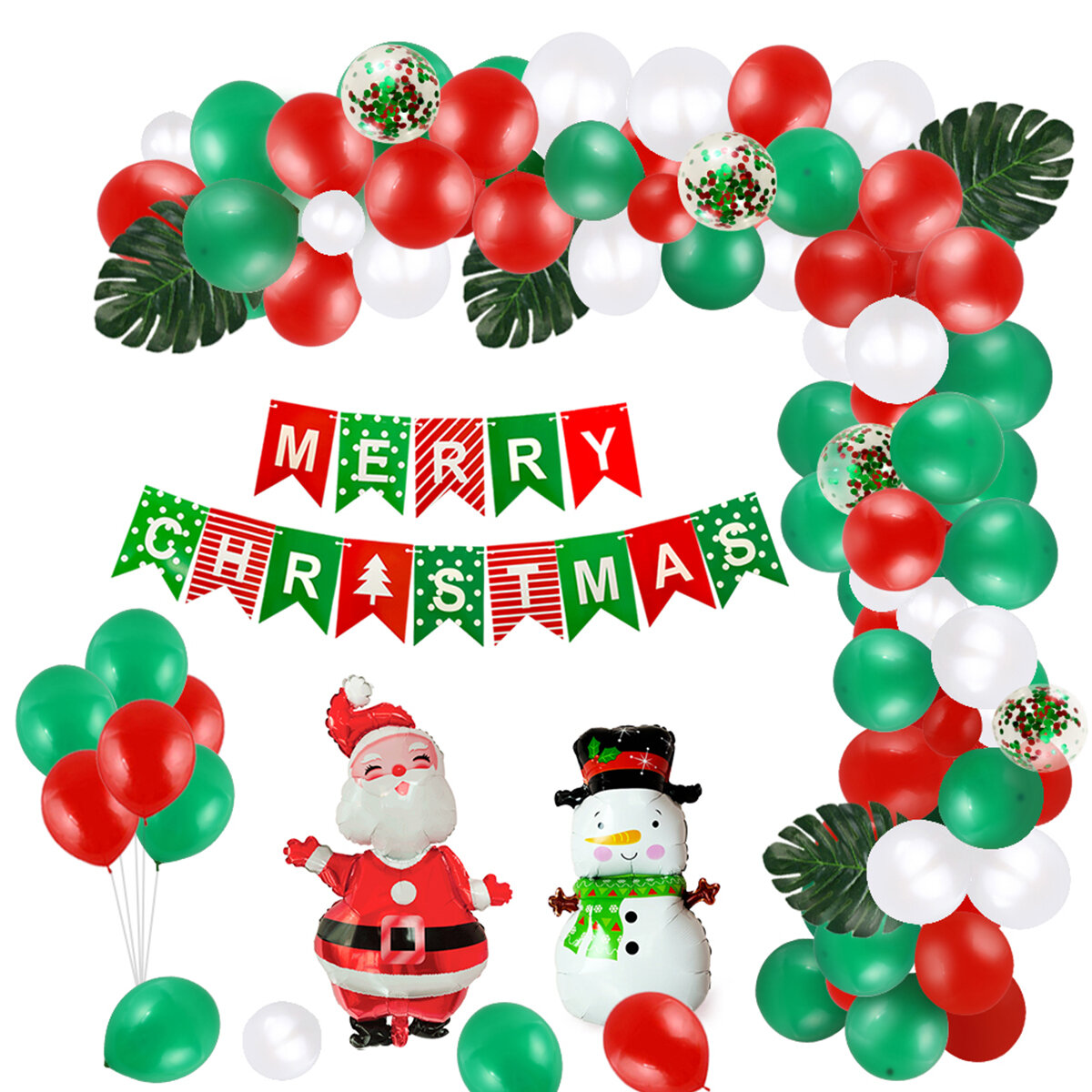 Christmas Balloon Set Happy Xmas Home Party Decoration with Christmas Flag Creative Scene Layout Sup