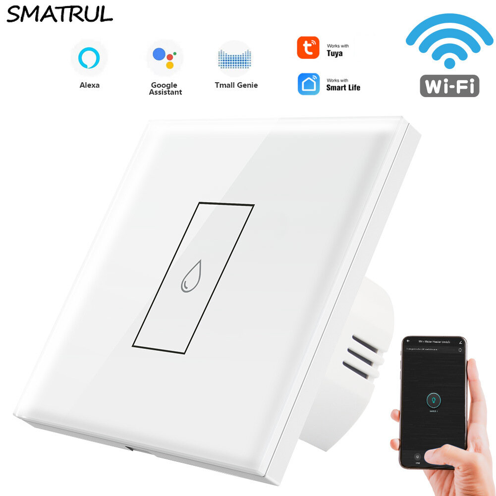 

SMATRUL 86 Type WIFI Water Heater Switch Touch Switch Zero Fire Tuya APP Timing Wifi Switch Remote Control Household Wat