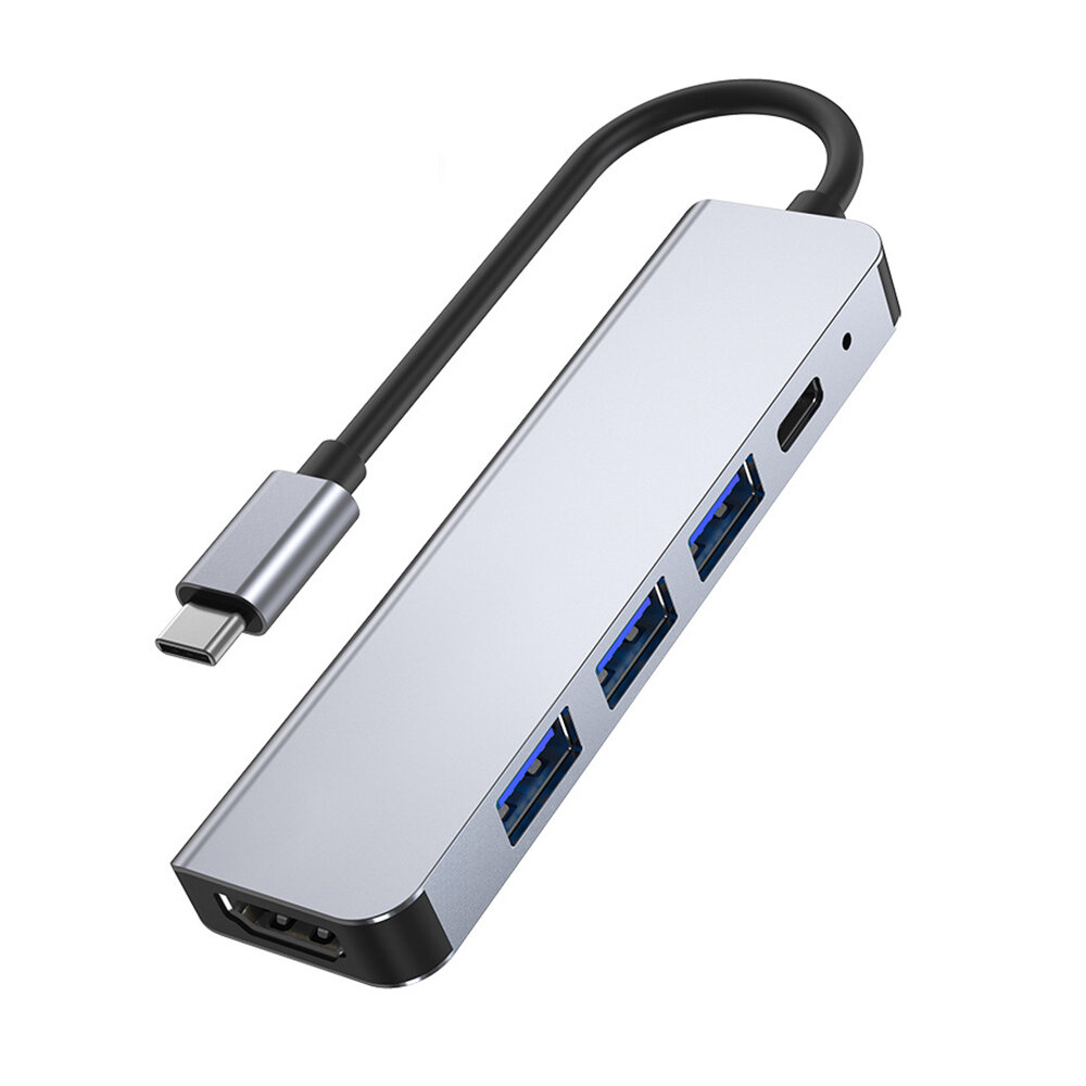 

5 IN 1 USB-C Hub Splitter Type-C Docking Station with USB3.0 USB2.0 USB-C PD 87W 4K HDMI-Compatible for PC Computer Lapt