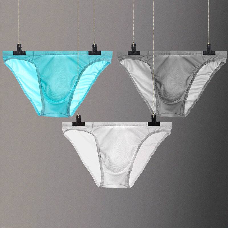 thin transparents seamless ice silk underwear 3d pouch brief at Banggood