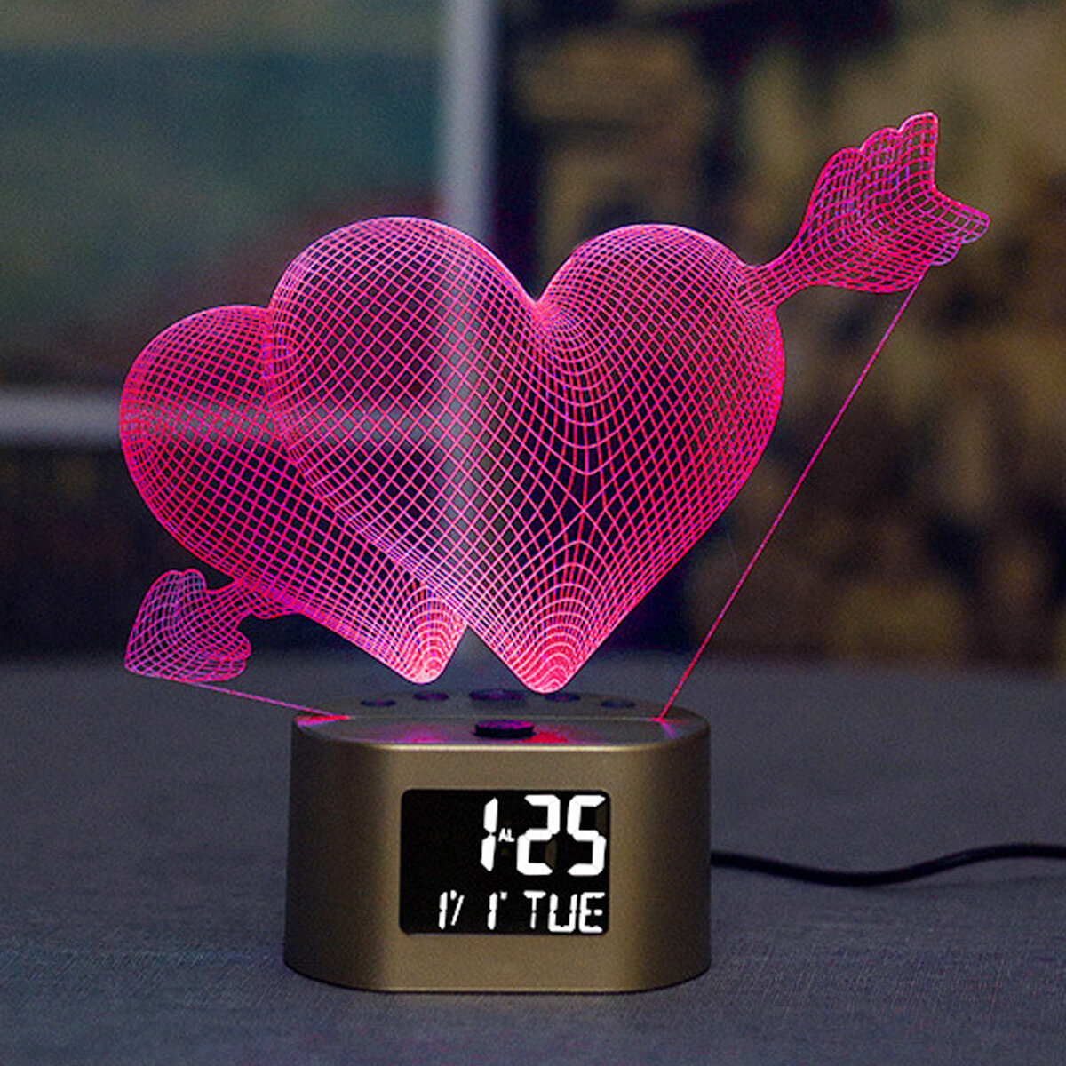 3D LED-nachtlampje Colorful Dimlichtlamp USB Elektronische wekker Nachtlampdecoratie Creatief cadeau