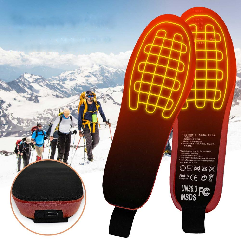 USB Heated Insole Rechargeable Foot Warmer With Remote Control Winter Heating Insole Outdoor Sports 