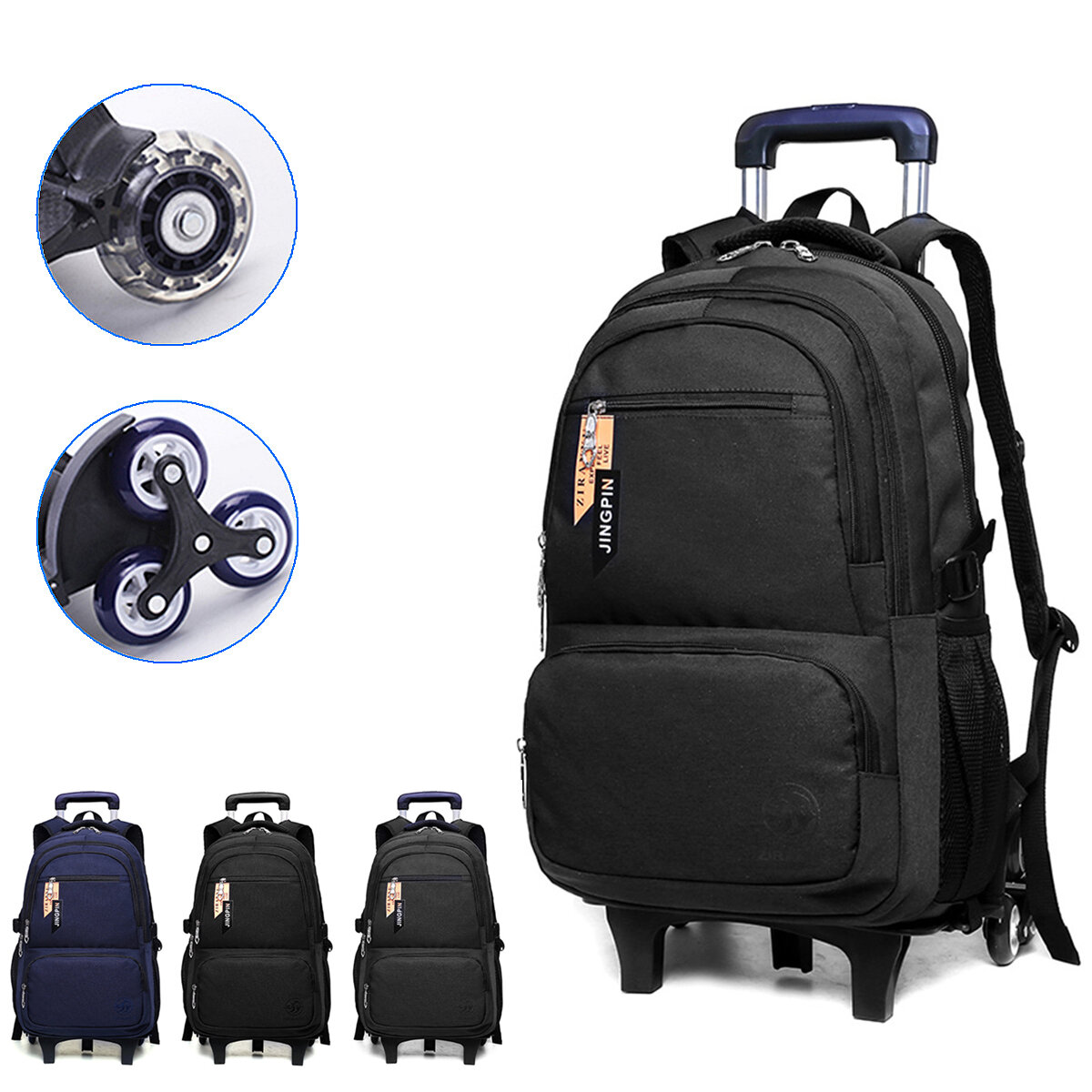 ZIRANYU 2/6 Wheels Solid Color Kids Travel Trolley Backpack Rolling Luggage Backpack School Wheeled Bag for Children