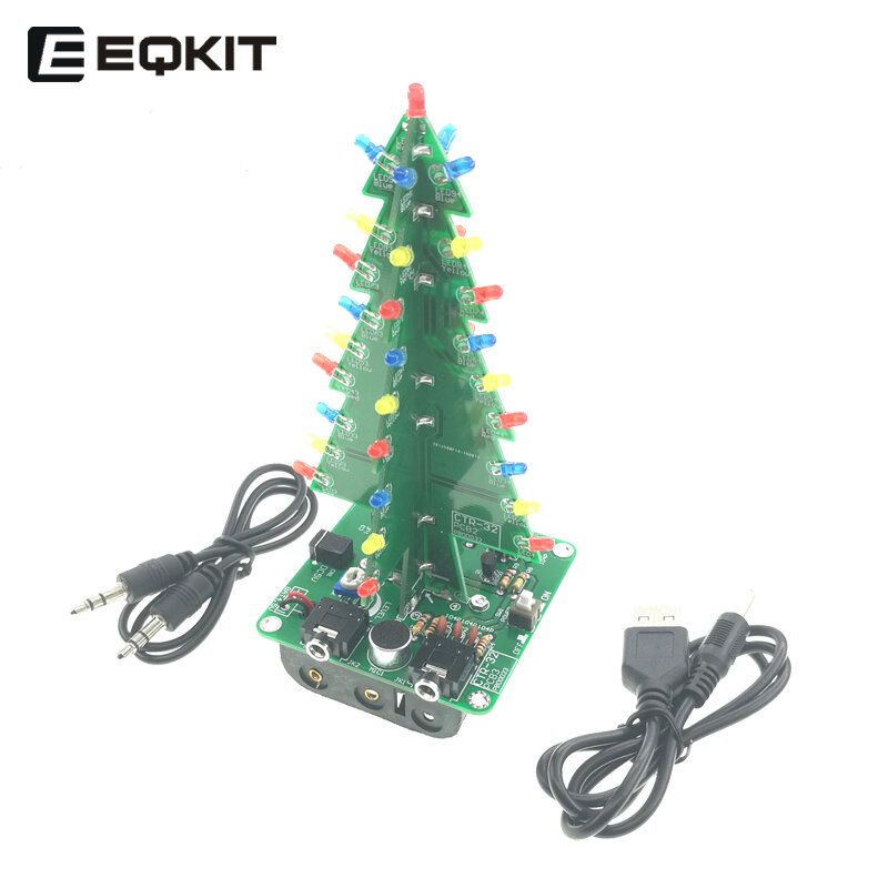 

EQKIT CTR-32 Audio-controlled Christmas Tree Kit Level Indicator DIY Kit Spectrum Lights Voice Control Christmas Tree Pa