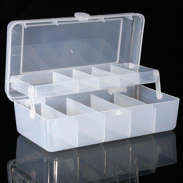 Twee laags gereedschapslepel Plastic Tackle Box gereedschapsorganisatoren