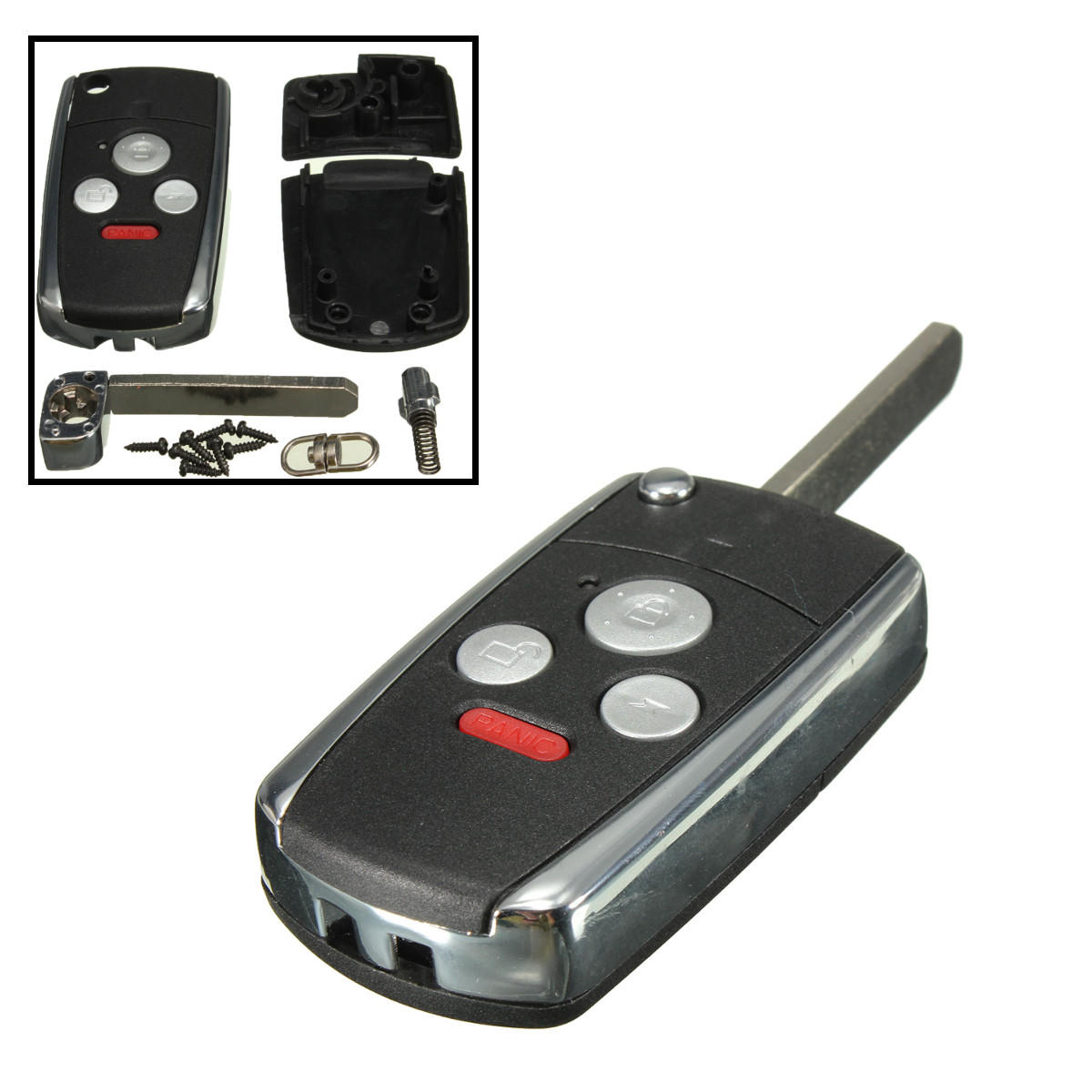 Uncut Flip Folding Remote Key Keyless Shell Case Voor Honda Accord 3 Button + Panic