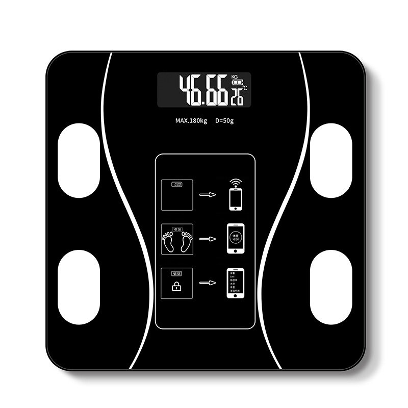 KALOAD? Smart Wireless Body Fat Scale USB + Solar Charing BMI-weegschaal Digitale weegschaal voor li