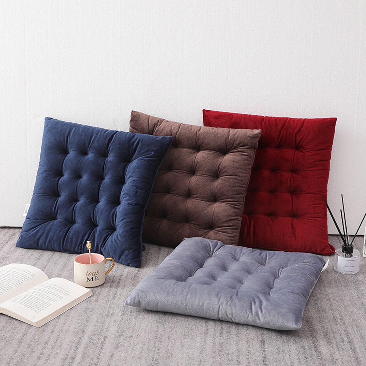 40x40cm Seat Cushion Mat Pad Cotton Square Velvet Thicker Office Sofa Floor