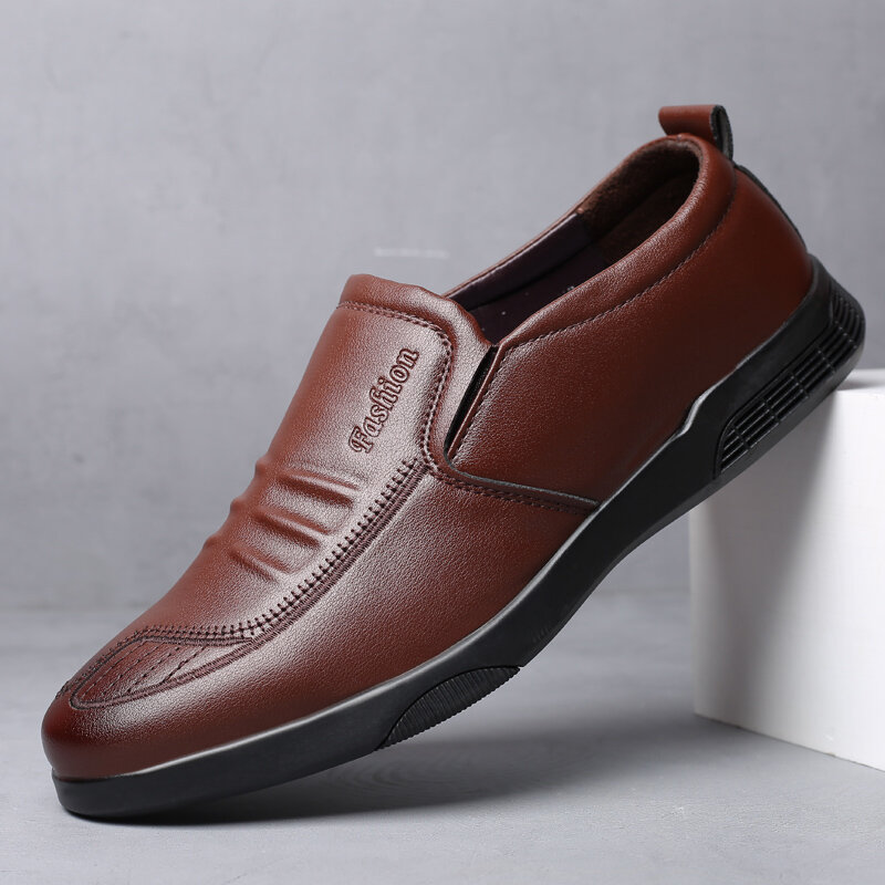 55% OFF on Men Comfy Round Toe Breathable Soft Slip On Business Casual Shoes