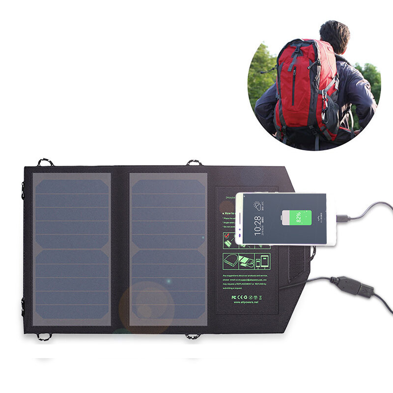 raagbaar opvouwbaar zonnepaneel ALLPOWERS ZDB 5V 10W Draagbare zonne-oplader Zonnebatterij opladen voor telefoon Wandelen Kamperen Buiten
