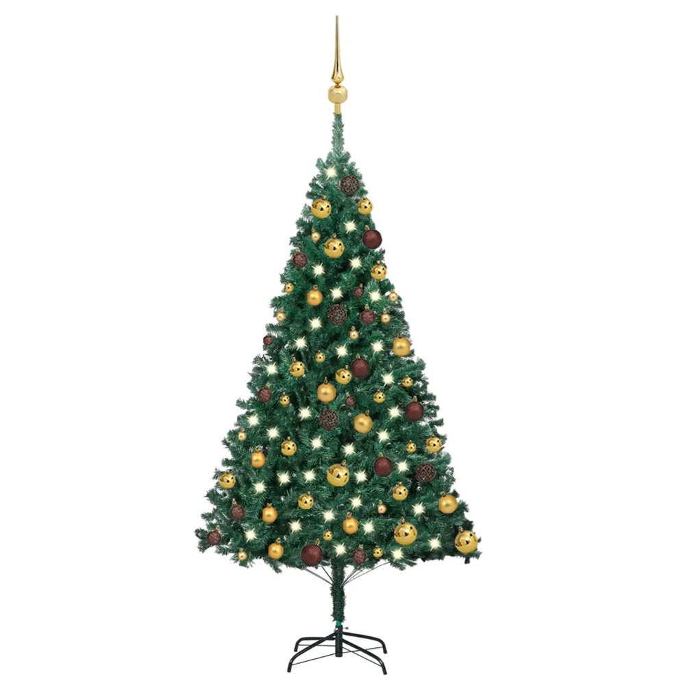 1.2m Christmas Tree Artificial Holiday Christmas 380 Tips with 150 Warm LED Lights for Home, Office, Party Decoration