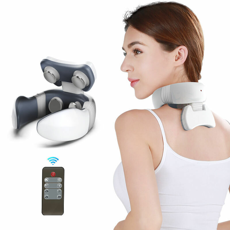 KALOAD Intelligent Electric Neck Back Massager Shoulder Cervical TENS Pulse Heat Massage Tool Pain Relief Relaxation Hom  - buy with discount