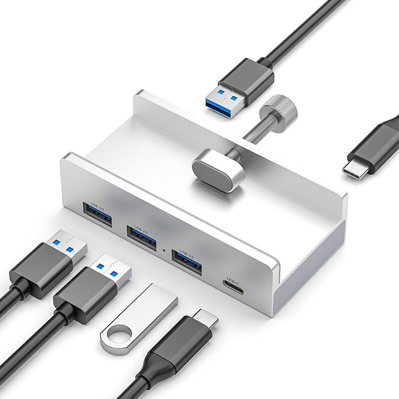Bakeey 4 in 1 USB3.0 Hub with Power Supply USB Adapter USB3.0*3 USB-C Splitter Multiple Extend Dock for PC Computer Moni