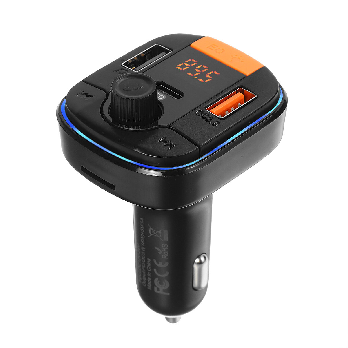 Bakeey QC3.0 bluetooth 5.0 Car FM Transmitter 7 Colors MP3 Player Voltage Detection Car Charger for Samsung Galaxy Note