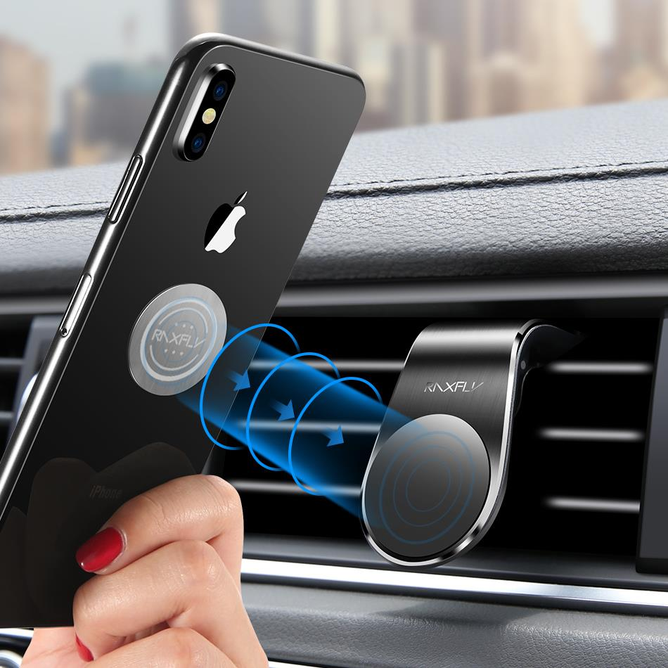 

RAXFLY Metal Air Vent Magnetic Car Mount Car Phone Holder For 4 Inch-7 Inch Smart Phone iPhone XS Max Samsung Galaxy S10