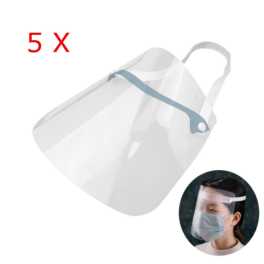 ZANLURE 5PCS Adjustable Transparent Anti Splash Dust-proof Protect Full Face Covering Safety Mask Visor Shield