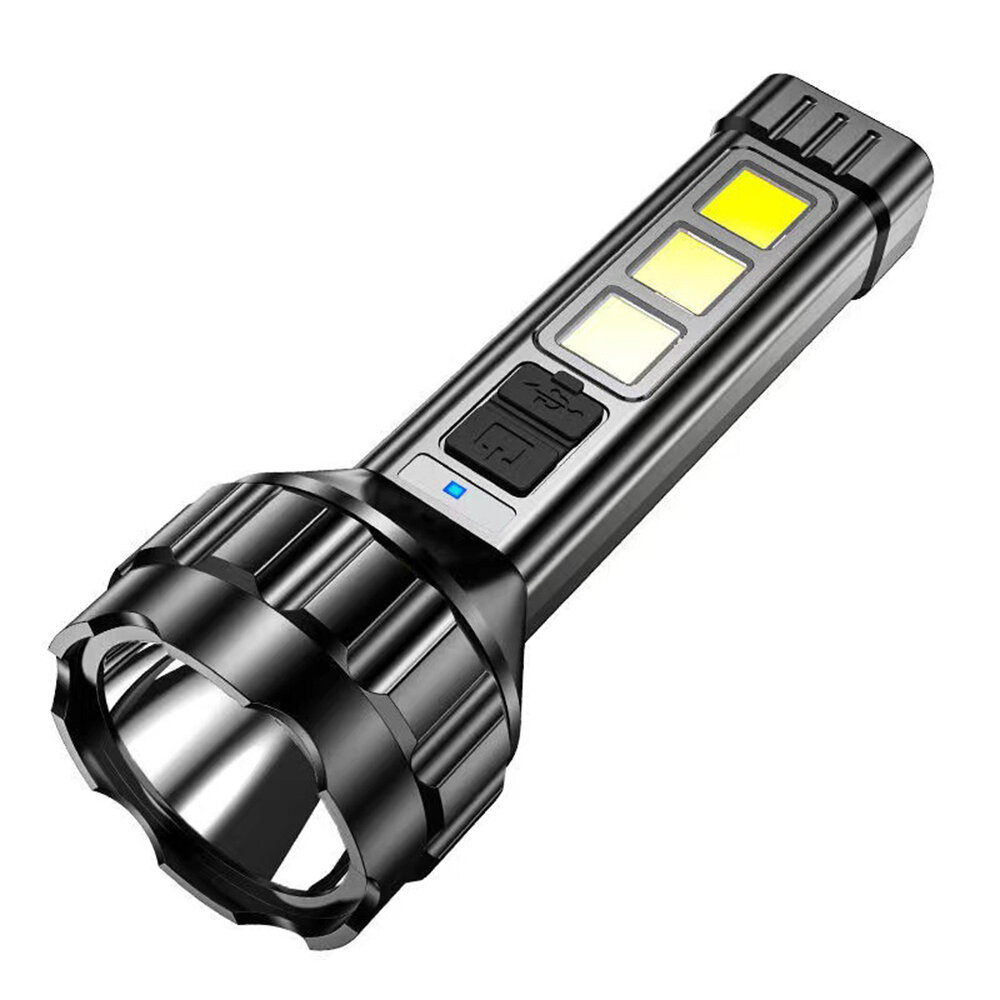 XANES P50 3000lumens Strong LED Flashlight With 3COB Side Light 18650 Large Capacity Battery USB Rec