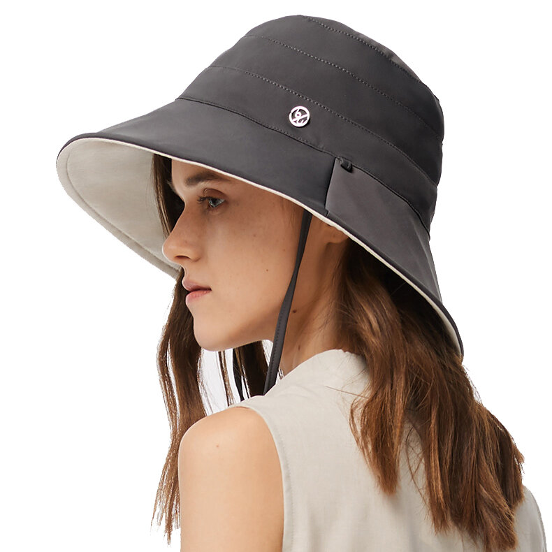 BENEUNDER UPF50 + UV-preuve Casual Solid Color Couleur Double-face Bucket Hat Summer Lady Fisherman Hat Outdoor Sun Caps