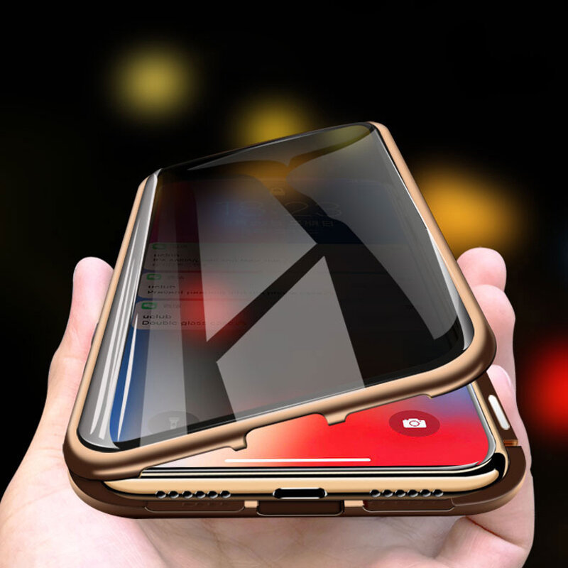 Bakeey Anti-peeping Magnetic Adsorption Metal Double-sided Tempered Glass Protective Case For iPhone X/XS/XR/XS Max/7/8/7 Plus/8 Plus