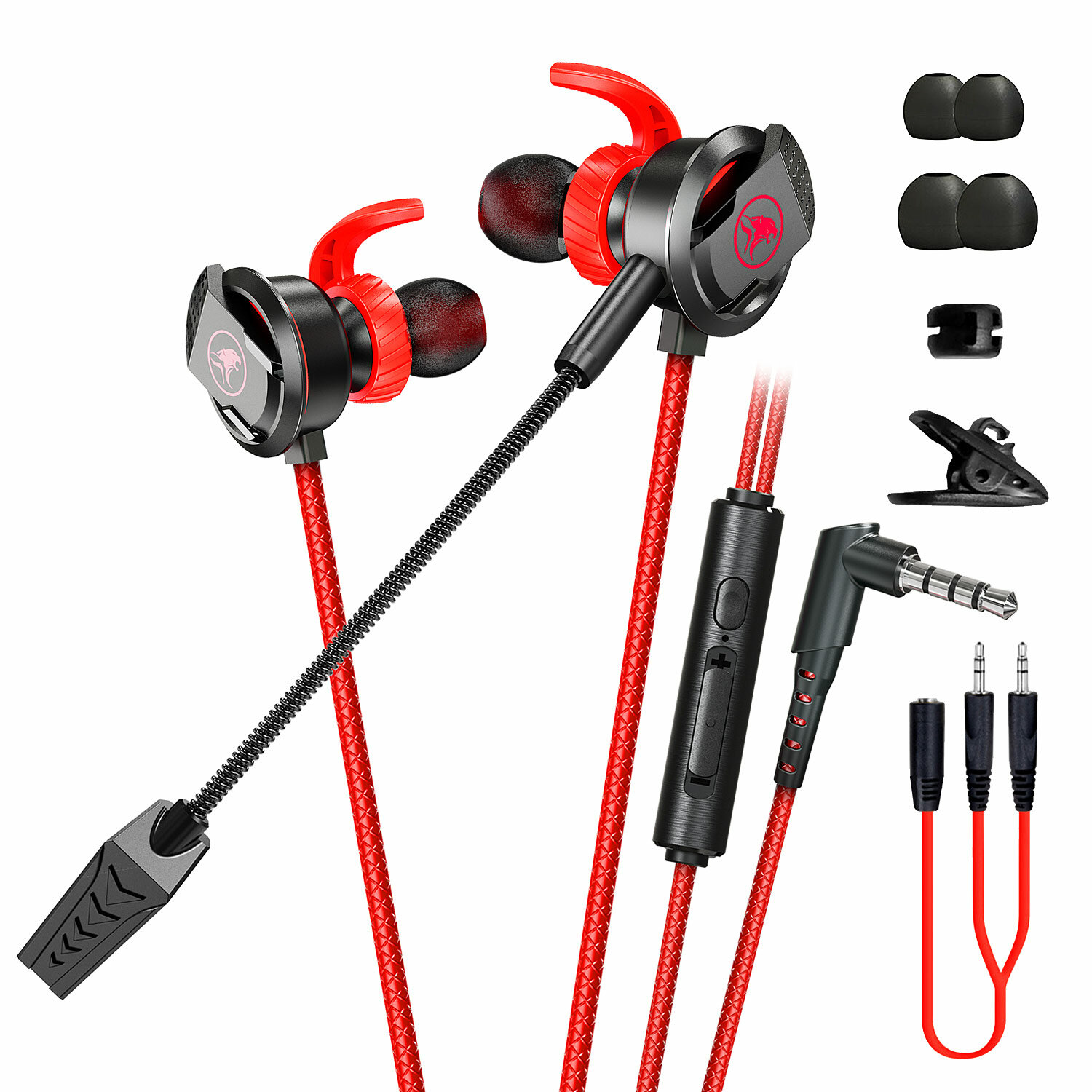 xMowi RX3 In-Ear Gaming Headset Dual Microphone Super Bass Headphone Active Noise Reduction with Detachable HD Long-Micr