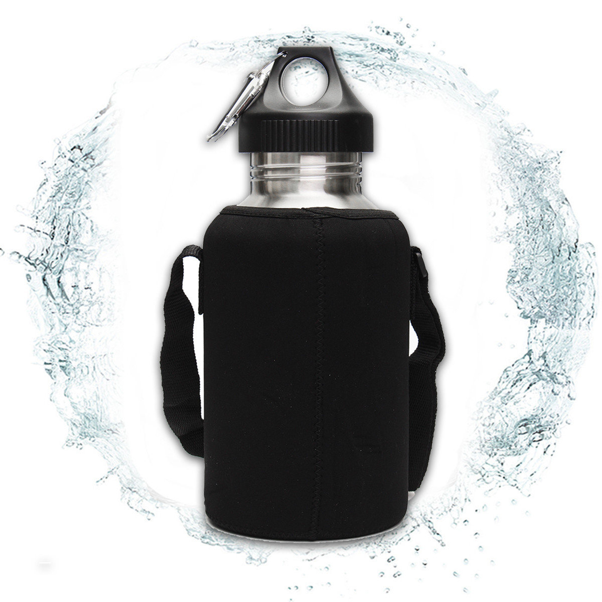 Duża butelka na wodę ze stali nierdzewnej 2L do sportu i ćwiczeń z uchwytem na torbę transportową