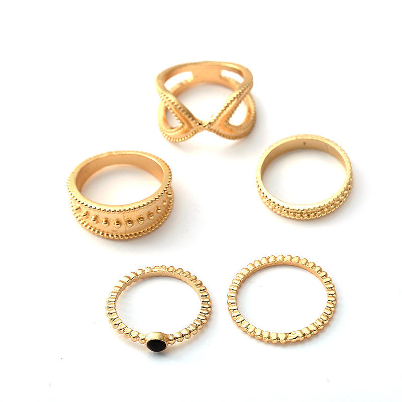 5-delige Bohemian vingerringen set ronde geometrische ring mode-sieraden voor vrouwen