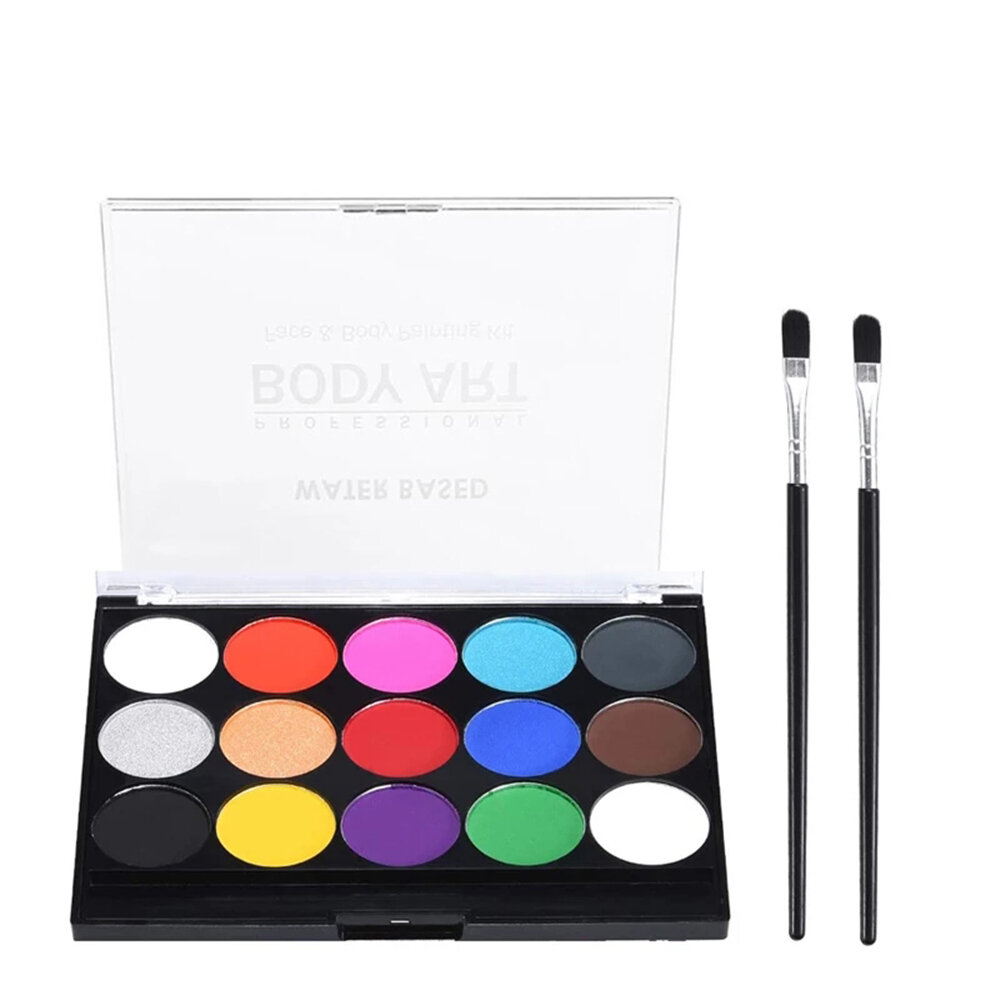 

Bomeijia 15 Colors Solid Pigment Face Painting Body Makeup Pigment Non Toxic Safe Water Paint Oil With Brush For Christm