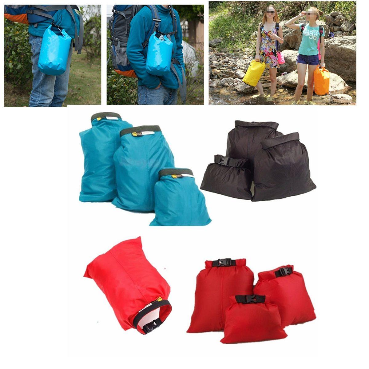 IPRee 3 PCS Travel Storage Bag Waterproof Dry Sack Light Weight Portable Pouch For Camping Hiking 