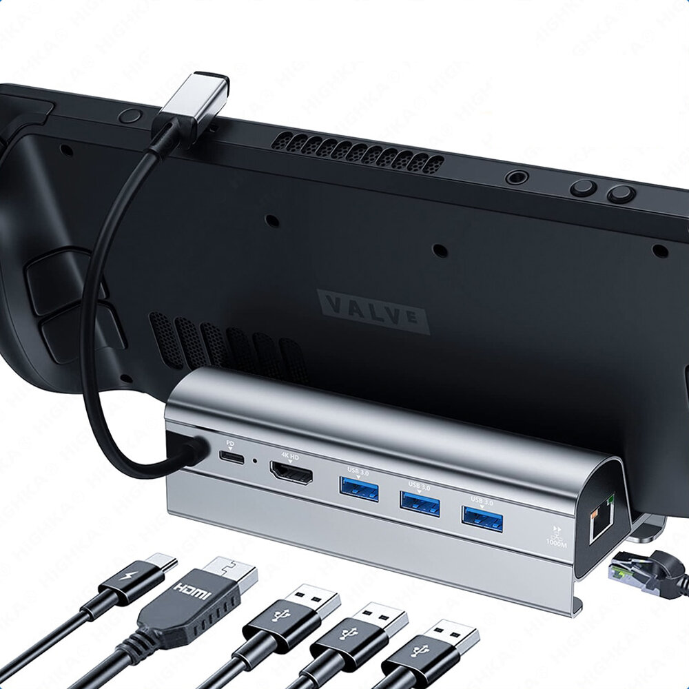 Bakeey 6 in 1 - stacja dokująca do Steam Decka (HDMI 4K 60Hz, PD, 3xUSB 3.0, Ethernet) za $19.03 / ~75zł