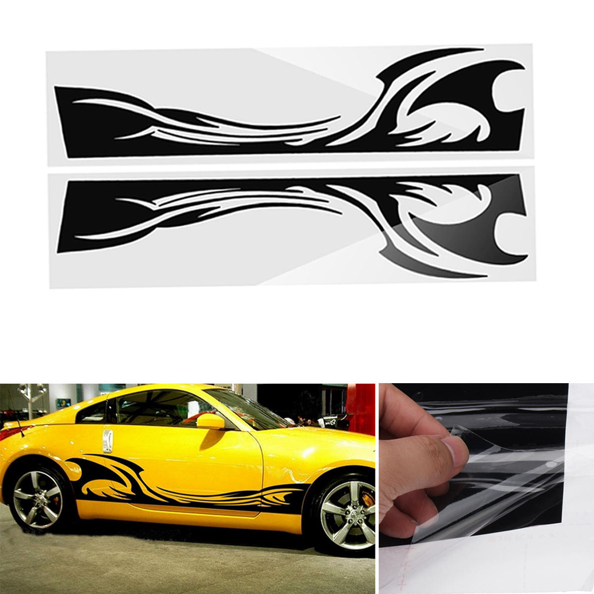 

210cm*38cm Sports Stripe Pattern Style Car Stickers Vinyl Decal for Race SUV Side Body