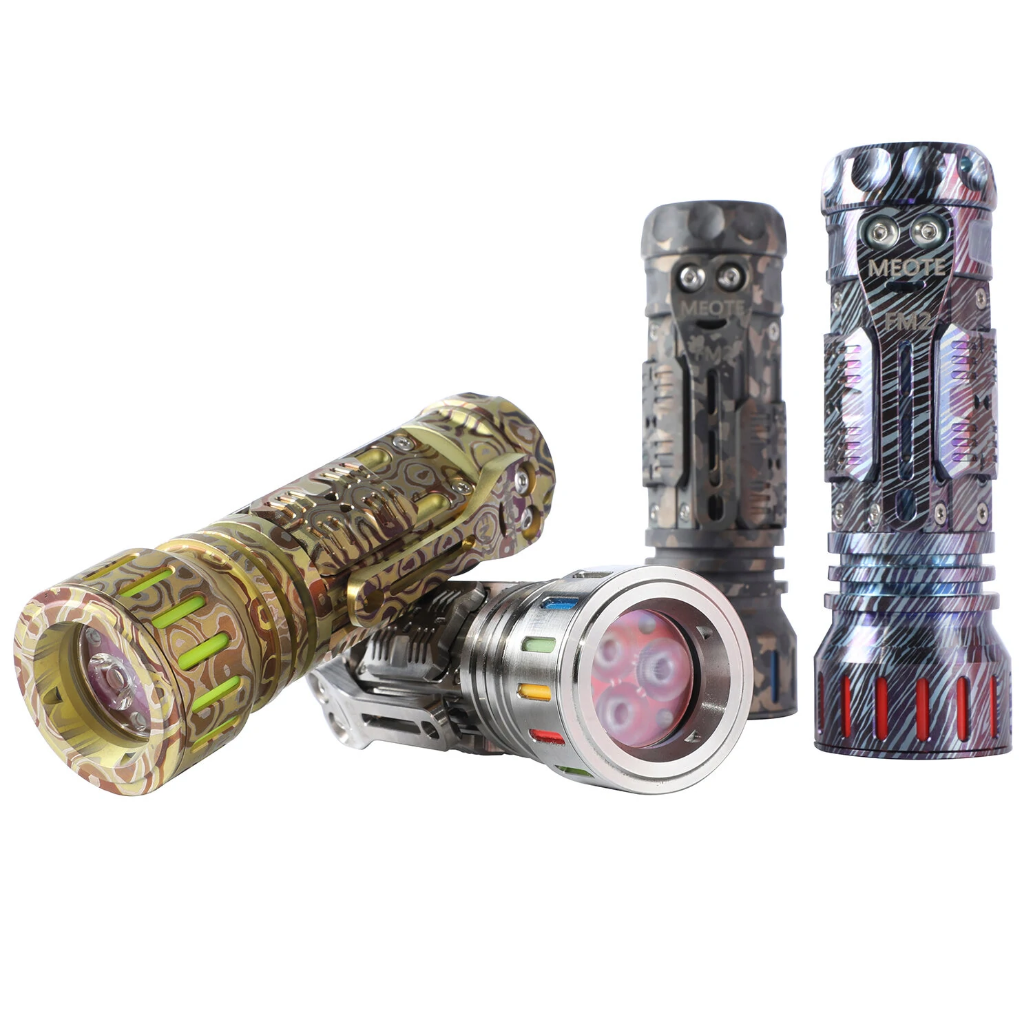 MEOTE FM2 SFS80 2360lm 225m EDC Titanium Flashlight with New UI 14500 Battery Mini LED Torch Tactical Survival Tools EDC Collections For Outdoor Camping Hunting Fishing - Titanium