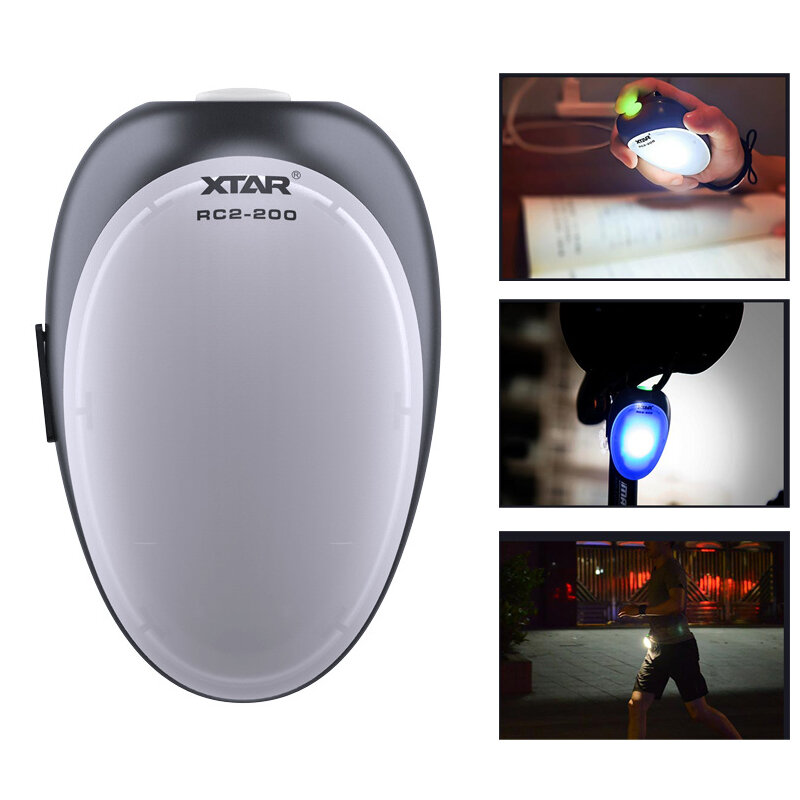 XTAR RC2-200 3 módos RGB LED-es kéz nélküli újratölthető EDC lámpa kültéri futáshoz, biztonsági lámpa kempinghez.