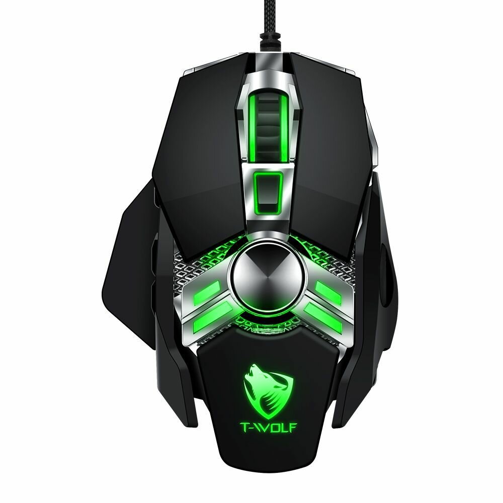 

T-WOLF V10 Wired Gaming Mouse 6400DPI 7 Programmable Buttons Breathing Backlight Home Office Mechanical Mouse for Comput