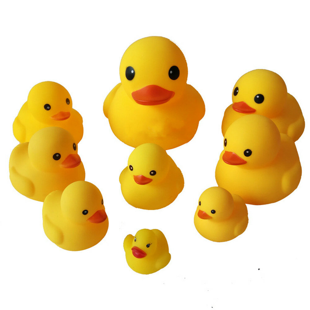 9 PCS Bathroom Toys Big Yellow Duck Vinyl Parent-child Play In The Water Squeeze Accompany The Baby In The Bath Soothing