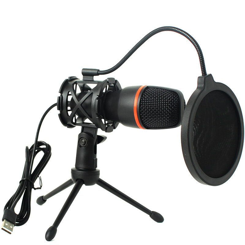 

ME4 USB Wired Condenser Microphone RGB Video Noise Reduction Desktop Tripod Mic for Recording Live Conference