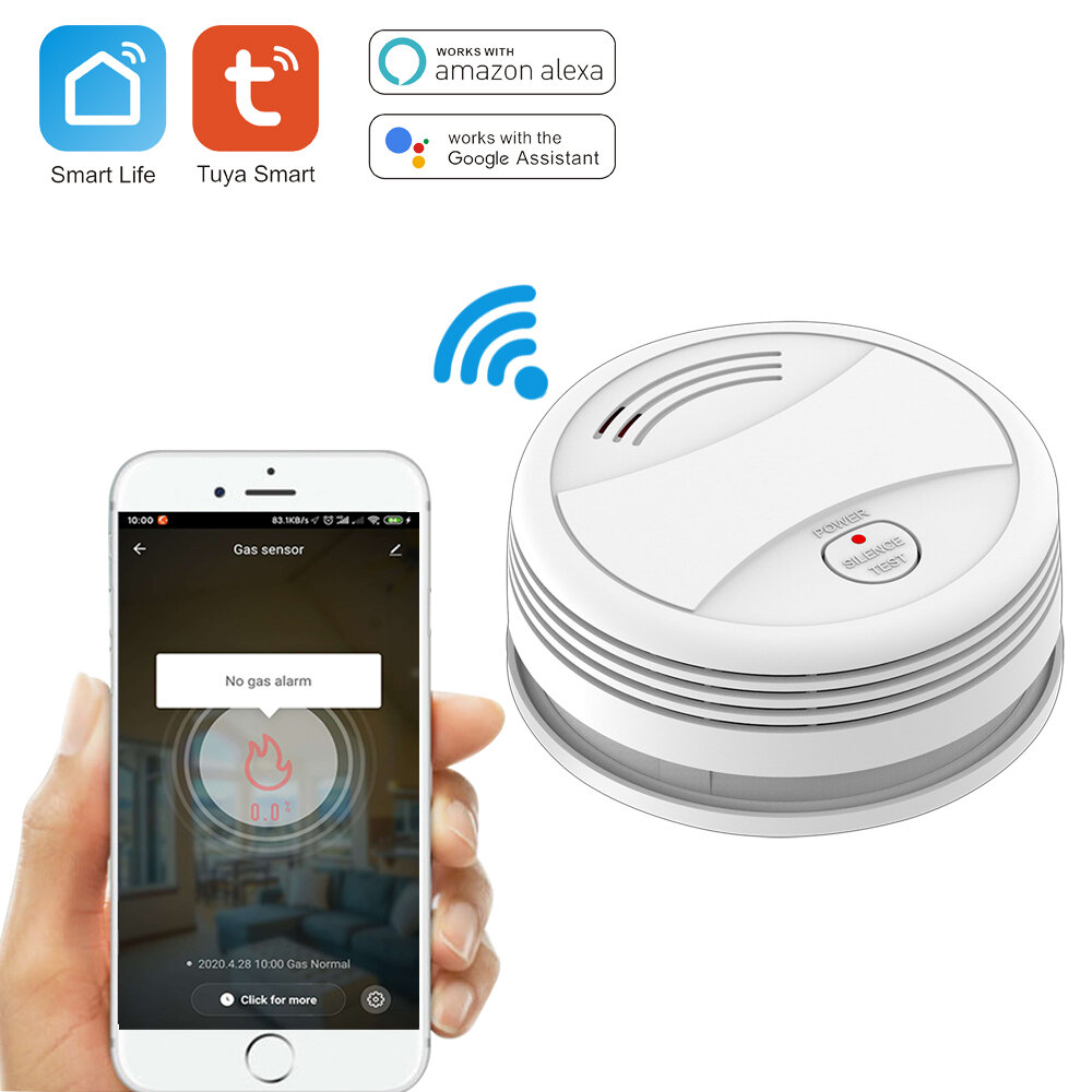 

Wifi Tuya Smart Smoke Detector Sensor 80DB Alarm Fire Smoke Detector Wifi Fire Protection Home Security Alarm Smart Life