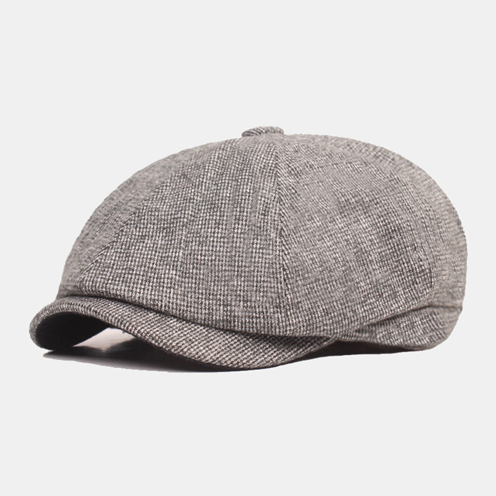 

Men Newsboy Hats British Casual Autumn Winter Warm Adjustable 8 Panel Octagonal Hat Berets