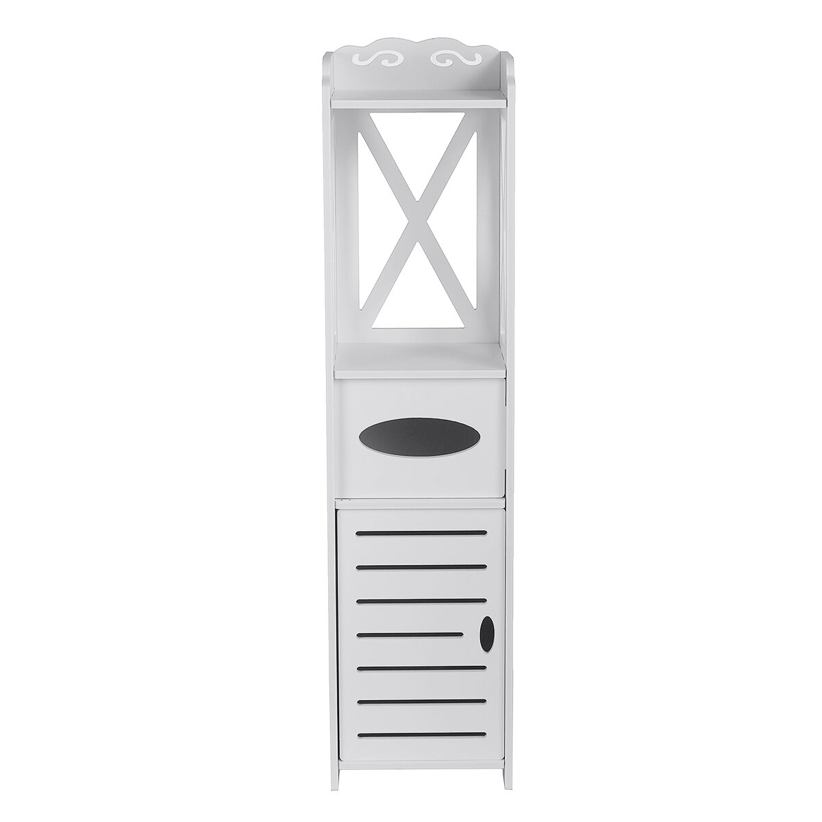 

White Wooden Bathroom Storage Cabinet Shelf Slim Cupboard Unit For Kitchen Bathroom Daily Accessories Storage