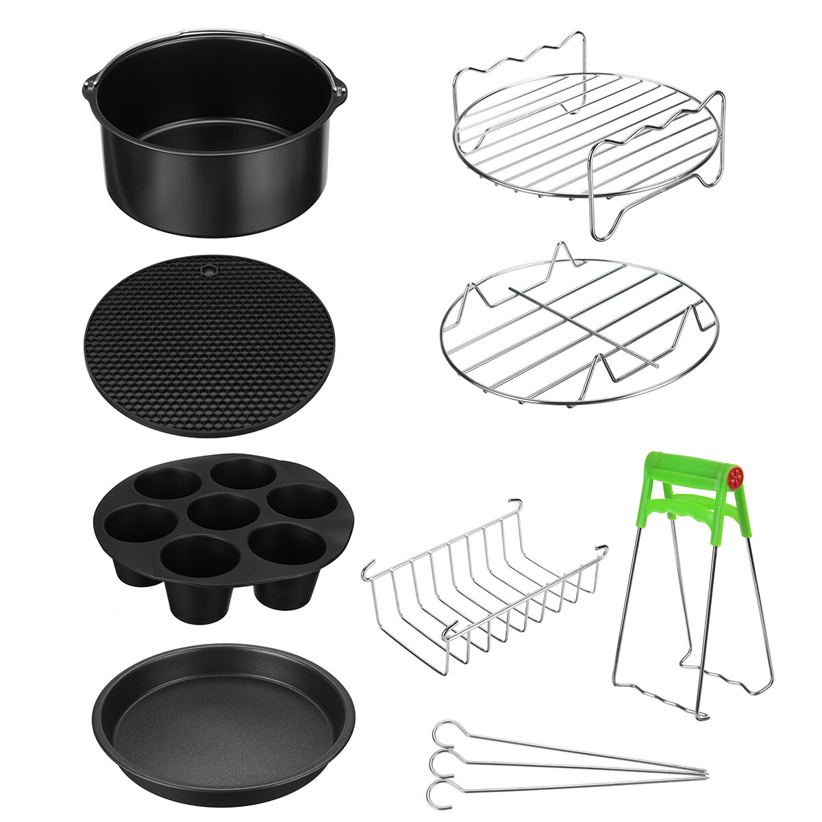 7/8 Inch Air Fryer Accessories Baking Basket Pizza Pan Home Kitchen Tools