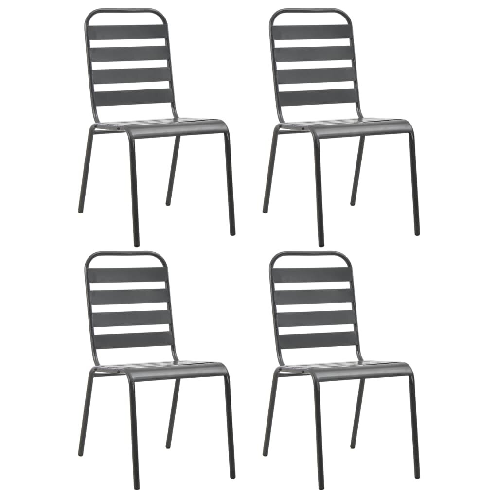 Outdoor Chairs 4 pcs Slatted Design Steel Dark Gray