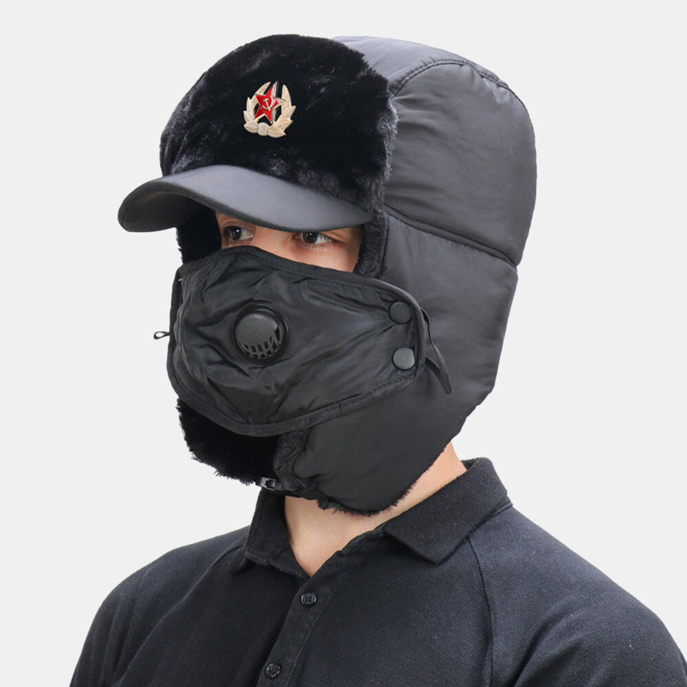 Mannen Multi-gebruik Verwijderbare Masker Gordijn Ademend Winddicht Trapper Hoed Winter Pluche Dikke